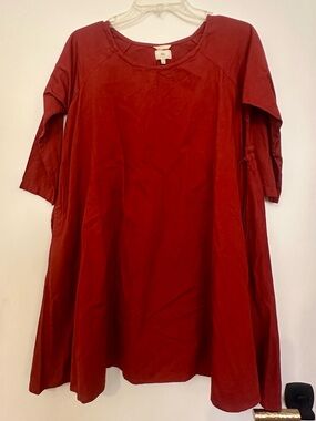 Kin Girls' Casual Dress in Brick Red. Organic cotton. Size10. New without tags